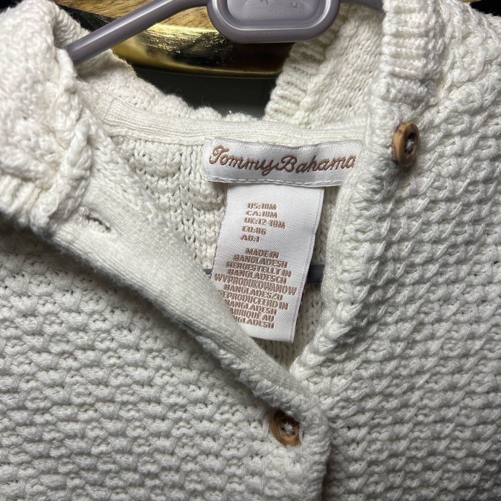 5 for $30 Tommy Bahama Kids White Knit Sweater - Picture 4 of 9